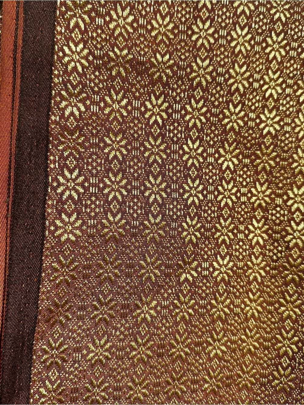 Ornate Indian Brown Gold Elephant Jacquard Throw, Bed Spread 96”x80” Tablecloth